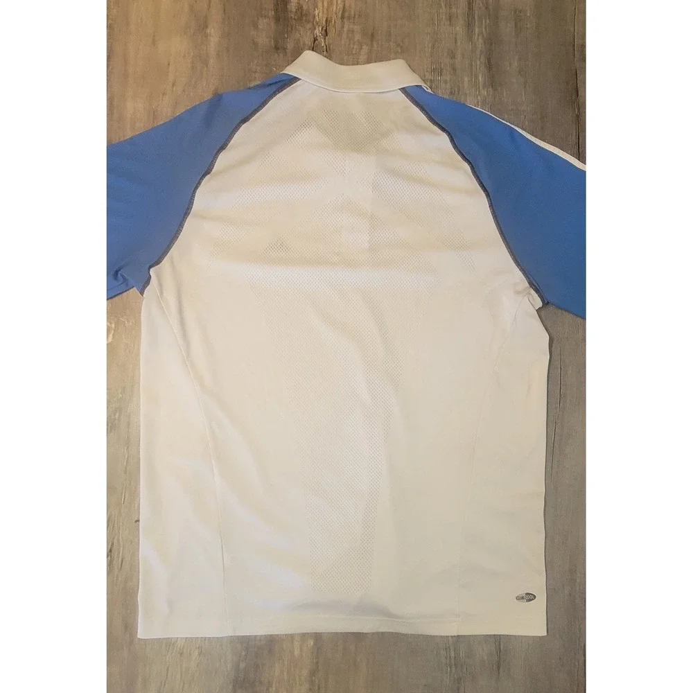 Adidas Clima365 Mens Polo Shirt Large White Blue ClimaCool Golf Athletic Tee